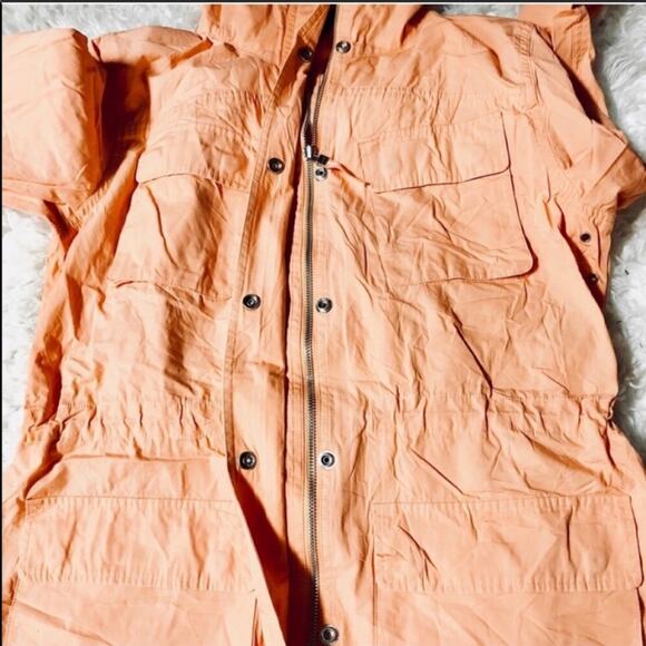 RALPH LAUREN Orange Sherbet Cinch Waist Hooded Anorak Jacket Coat S Lightweight - Picture 6 of 7